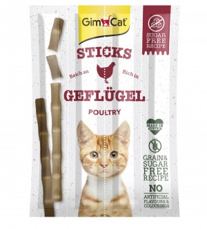 Ласощі GimCat для котів, палички з м'ясом птиці, 4 шт по 5 г