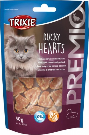 Ласощі Trixie Premio Ducky Hearts для котів сердечка з качкою та рибою 50 г