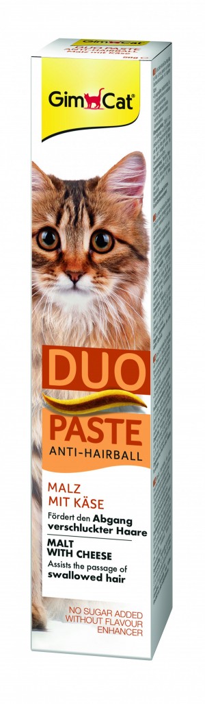 ����� ��� ���� � �������� ���������� GimCat DUO PASTE Anti-hairball malt with cheese ����� �� ���, 50 �
