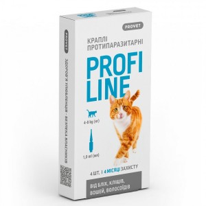 Краплі Provet Profiline для котів 4-8 кг, 4 піпетки по 1,0 мл (інсектоакарицид)