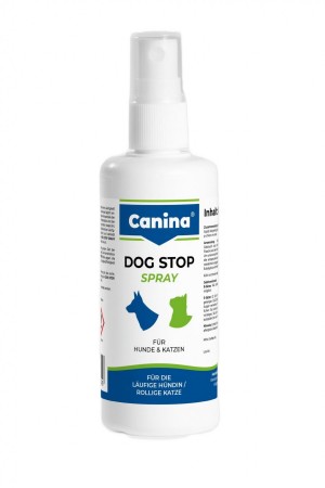 Гігієнічний засіб Canina Dog Stop Spray для собак і котів для заспокоєння спрей при тічці сук 100 мл