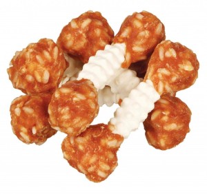 Ласощі Trixie Denta Fun Chewing Dumbbells для собак Гантель жувальна з куркою та рисом 100 г 6 шт