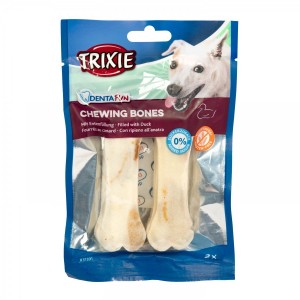 Ласощі Trixie Denta Fun Duck Chewing Bones для собак Кісточка для чищення зубів з качкою 10 см 70 г/2 шт