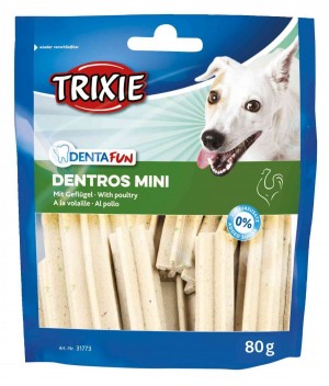 Ласощі Trixie Denta Fun Dentros Mini для собак жувальні шматочки з домашньою птицею 80 г