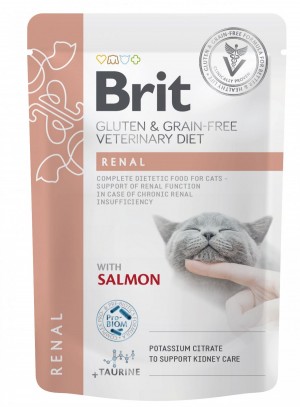 Корм вологий Brit GF VD Renal для котів з лососем 85 г