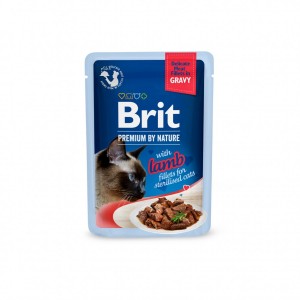 Корм вологий Brit Premium Delicate Fillets in Gravy Lamb for Sterilised для стерилізованих котів філе в соусі ягня 85 г