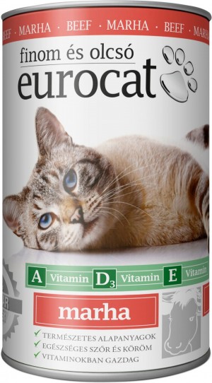 Корм вологий EuroCat Beef для котів шматочки в желе з яловичиною 415 г