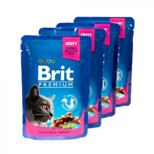 ���� ������ 3+1 ��� ���� Brit Premium Cat pouch Chicken & Turkey � ������ �� ��������, 4�100�