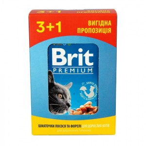 ���� ������ 3+1 ��� ���� Brit Premium Cat pouch � ������� � �������,  4 � 100�